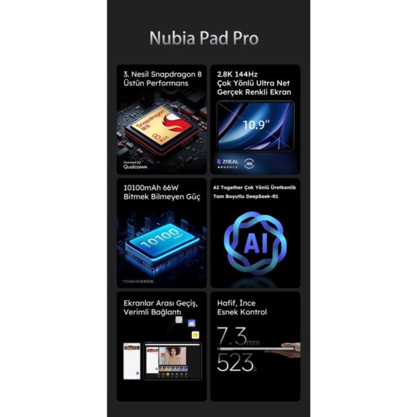 Nubia Pad Pro 8GB 256GB Tablet Siyah
