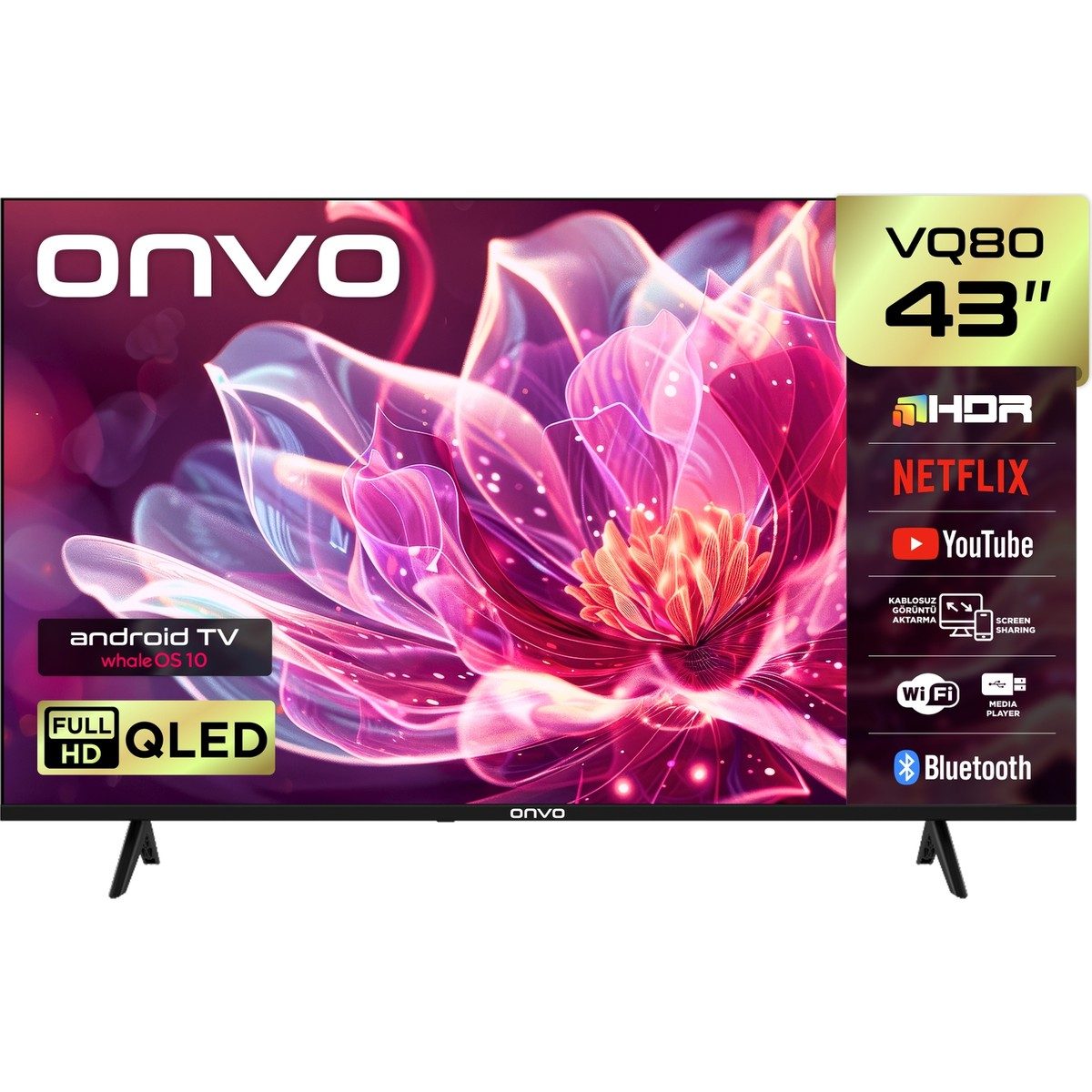 Onvo 43VQ80F3FA 43'' 109 Ekran Uydu Alıcılı Full HD WhaleOS QLED TV HBCV0000F9EWCK