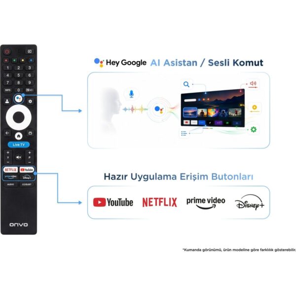 Onvo 85VQ90F2UA1 85″ 216 Ekran Uydu Alıcılı 4K UHD Google Smart QLED Tv