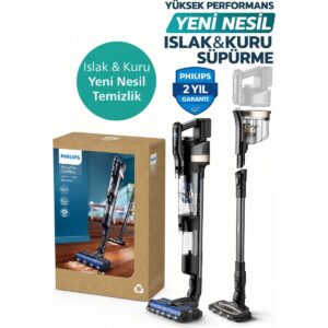Philips 0 - 250 Watt Islak & Kuru Aqua Trio 9000 Seri Dijital Ekran, Hibrit Güç Motorlu Premium Kablosuz Dikey Süpürge HBCV0000JE323D
