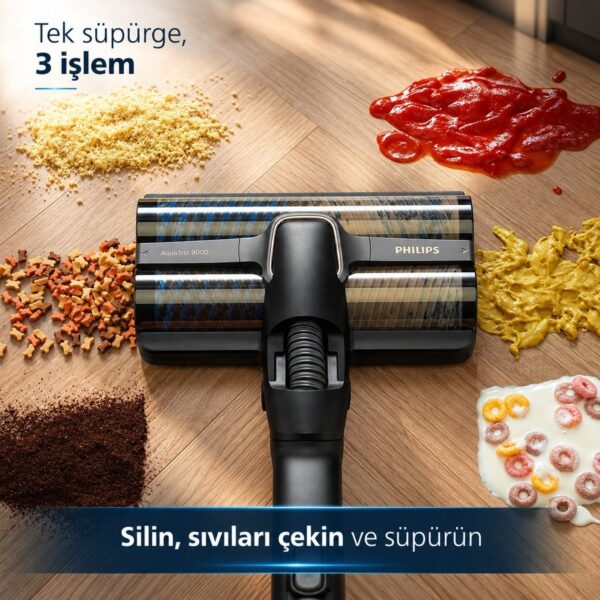 Philips 0 – 250 Watt Islak & Kuru Aqua Trio 9000 Seri Dijital Ekran, Hibrit Güç Motorlu Premium Kablosuz Dikey Süpürge