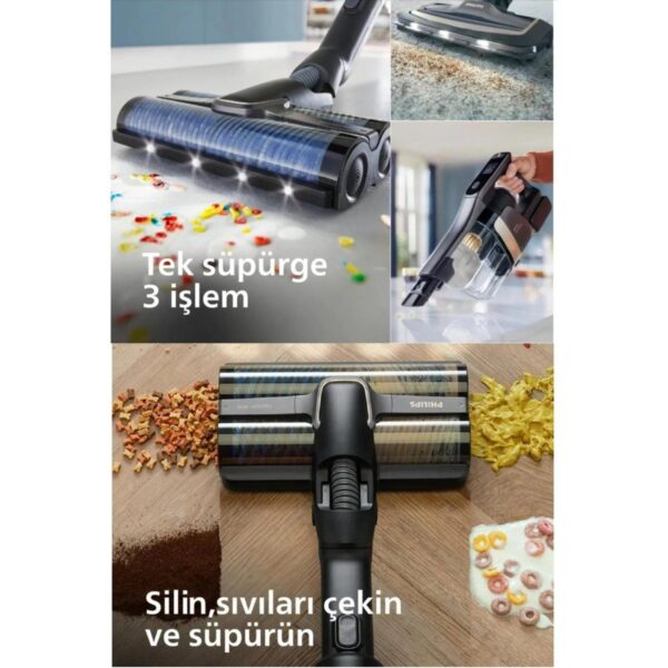 Philips Aqua Trio YENİ 9000 SERİSİ 3’ü 1 Arada (Islak, Kuru ve Moplu) Sarjlı ve Kablosuz Dik Süpürge