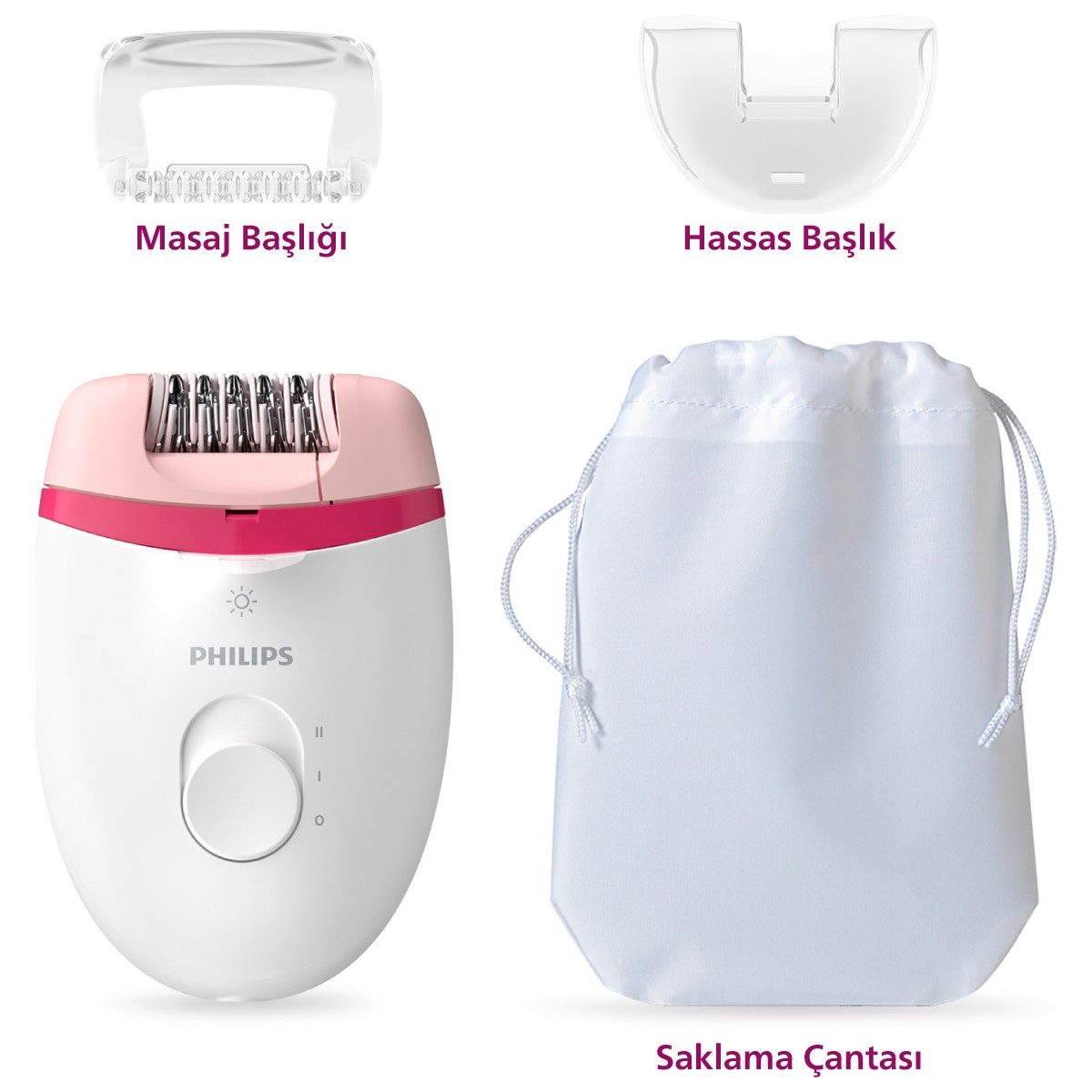 Philips BRE255/05 Satinelle Essential Kablolu Kompakt Epilatör Yıkanabilir Başlık ve 3 Hız Ayarıyla HBV00000IGHRI
