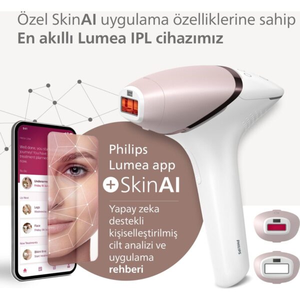 Philips Lumea 9900 Serisi BRI950/02 IPL Tüy Alma, SkinAI Uygulama, Vücut ve Yüz için 2 Başlık, Çanta