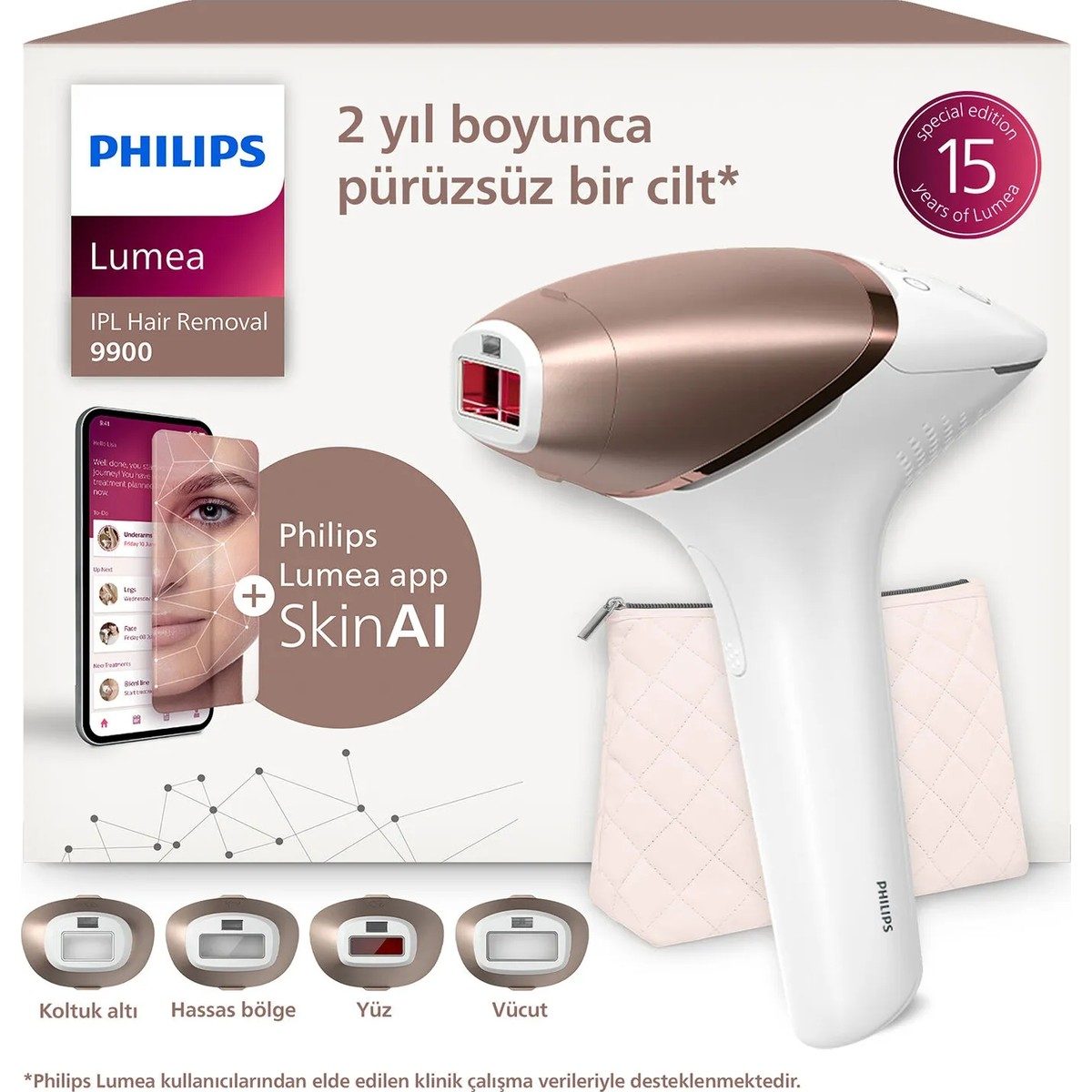 Philips Lumea 9900 Serisi BRI951/03 IPL Tüy Alma Cihazı Pembe SkinAI Özellikli Kablosuz Kullanım HBCV00009IF1PT