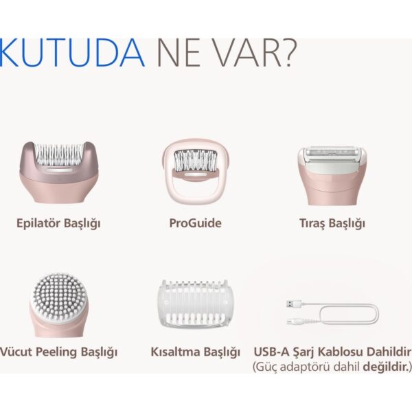 Philips Pembe Kablosuz Epilatör 9000 Serisi Islak ve Kuru Kullanım, Yıkanabilir Başlık ile 2 Hız Ayarı BRE718/05