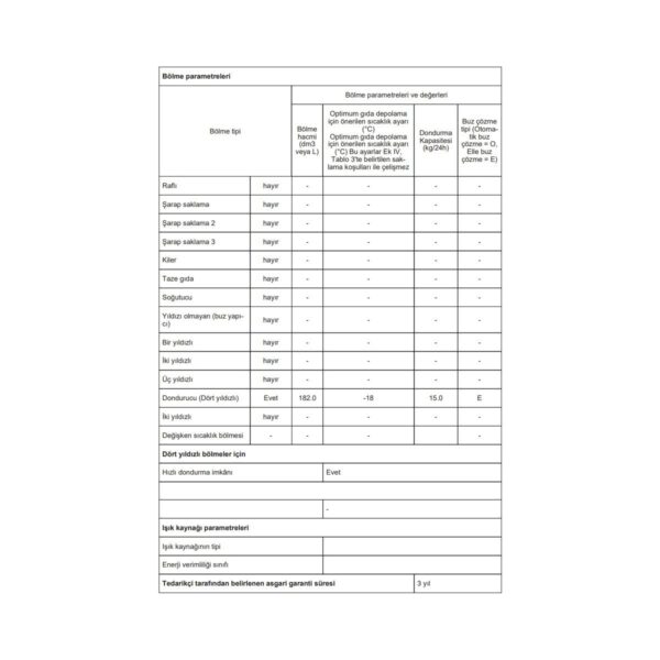 Profilo DF1024WEVV E Enerji Sınıfı 182 Lt 6 Çekmeceli Derin Dondurucu