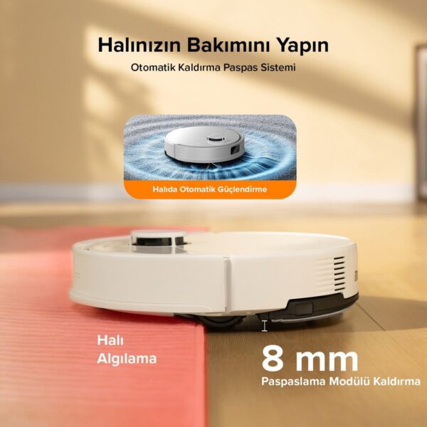 Roborock Q8 Akıllı Robot Süpürge 10000 Pa Emiş Gücü ile Beyaz Sert Zemin Temizliği için Teknoloji