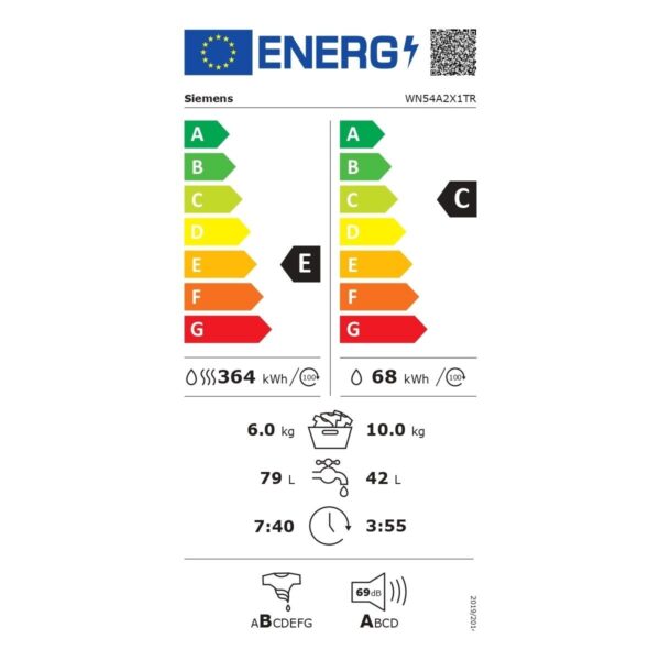 Siemens WN54A2X1TR Kurutmalı Çamaşır Makinesi 10 kg + 6 kg 1400 Devir C Enerji Sınıfı Yüksek Kapasite