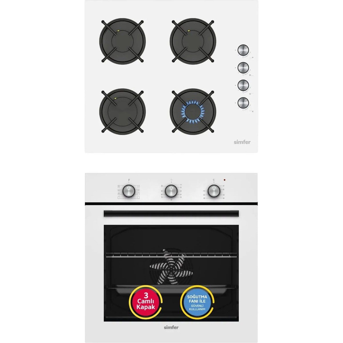 Simfer 0+8 Fonksiyon Trend Mekanik Beyaz Power Turbo 2'li Ankastre Set (Fırın + Ocak) HBCV0000BJA10B