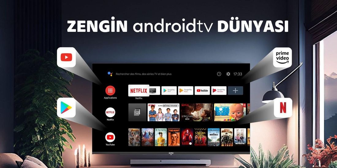 Simfer 55SFSA6B 55 inç 4K Ultra HD Android Smart LED TV 140 Ekran Yüksek Çözünürlük