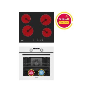 Simfer Ankastre Set Beyaz Dijital Power Turbo Fanlı Elektrikli Cam Ocaklı 2'li Set (Fırın+Elektrikli Ocak) HBCV0000BVUQW2