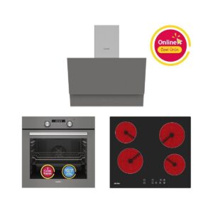 Simfer Ankastre Set Gri Dijital Elektrikli Cam Ocaklı Turbolu 3'lü Set (Fırın+Elektrikli Ocak+Davlumbaz) HBCV0000BVUA9R