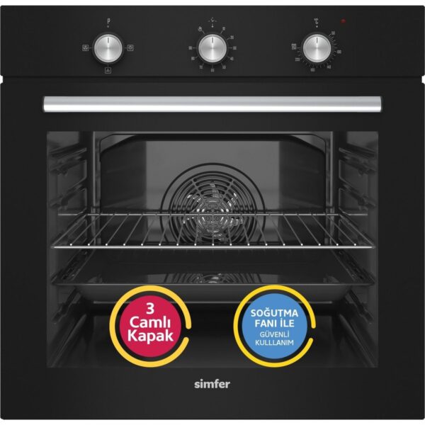 Simfer Trend Mekanik Siyah Turbo Özellikli Cam Ocaklı 3’lü Ankastre Set