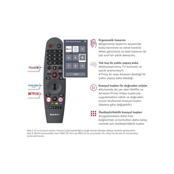 Sunny SN50QUPRL-W02M 50” 127 Ekran Uydu Alıcılı 4K Ultra HD webOS TV