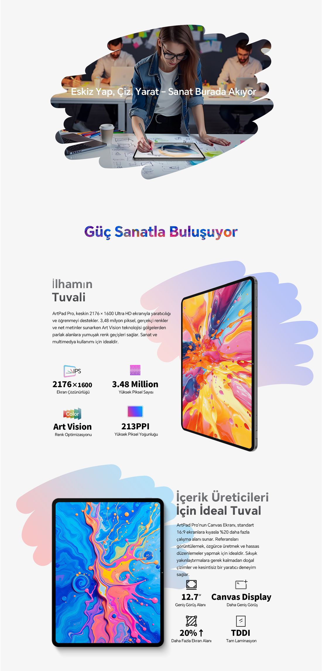 Teclast Artpad Pro 8/256 GB Lte 12.7" Gri + Akıllı Kalem