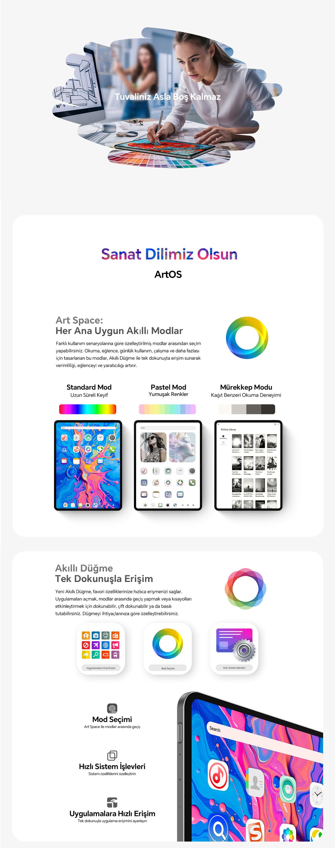 Teclast Artpad Pro 8/256 GB Lte 12.7" Gri + Akıllı Kalem