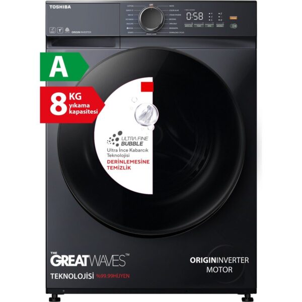 Toshiba Dalga Teknolojisi Ai Desteği Nano Kabarcık 8 kg 1400 Devir Çamaşır Makinesi Morandi Gri TW-T21BU90UWTR(WW)