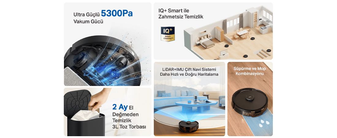 TP-Link Tapo RV30 Max Plus 5300Pa Yüksek Vakum Güçlü Robot Süpürge ve Paspas + Akıllı Otomatik Boşaltma Ünitesi