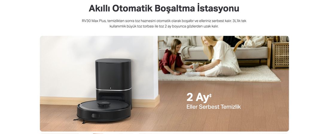 TP-Link Tapo RV30 Max Plus 5300Pa Yüksek Vakum Güçlü Robot Süpürge ve Paspas + Akıllı Otomatik Boşaltma Ünitesi