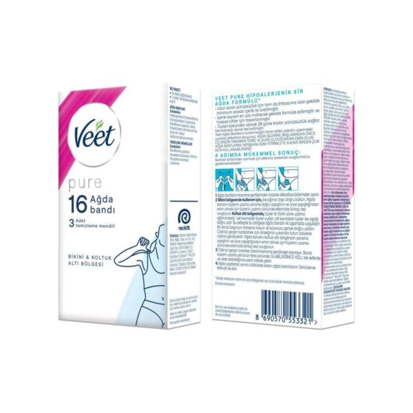 Veet Pure Hipoalerjenik Sir Ağda Bandı 16’lı Bikini & Koltuk Altı Bölgesi İçin Temizleme Mendili