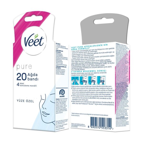 Veet Pure Hipoalerjenik Sir Ağda Bandı Yüz Bölgesi 20’li