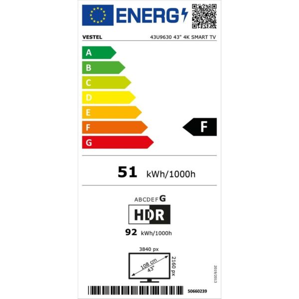 Vestel 43U9630 43” 108 Ekran Uydu Alıcılı 4K Ultra HD Smart LED TV