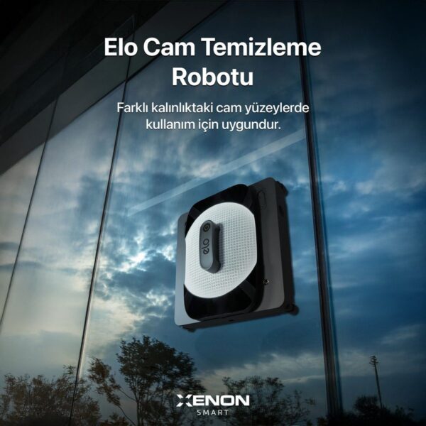 Xenon Smart Cam Silme Robotu (Elo) ve 6 Adet Mop | 2’li Set, Kumandalı, 3 Modlu, Mobil Kontrol