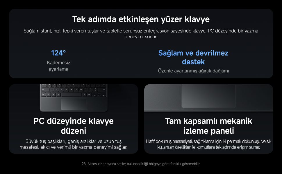 Xiaomi Pad 8 8gb 256 GB Gri Tablet Klavyeli