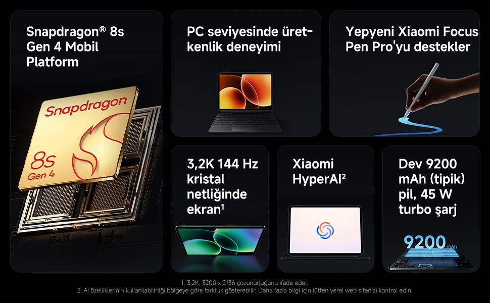Xiaomi Pad 8 8gb 256 GB Gri Tablet Klavyeli